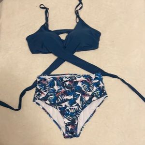 NWOT L cobalt blue 2pc swimsuit